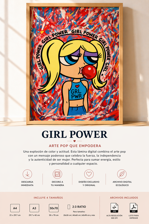 Girl Power – Lámina Digital Pop Art | Ilustración Moderna Descargable
